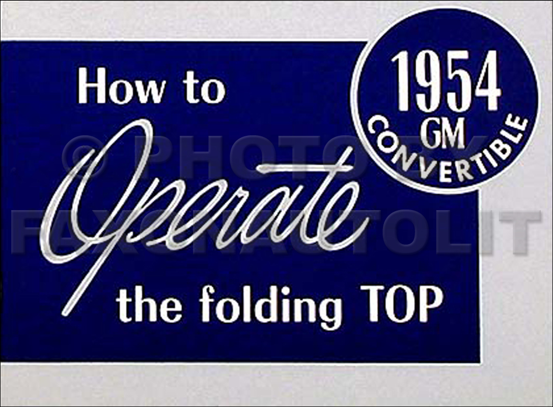 1954 Buick, Cadillac, and Oldsmobile Convertible Top Owner's Manual Reprint