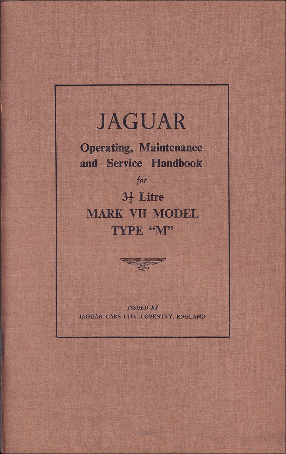 1955-1957 Jaguar Mark VII M Owner's Manual Original