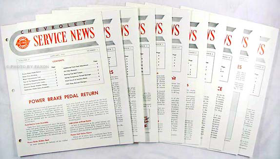 1955 Chevrolet Service News reprint (9 issues on 1955, 2 on 1956)