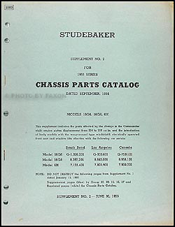 1955 Studebaker Commander & President Chassis Parts Catalog Supp. #2