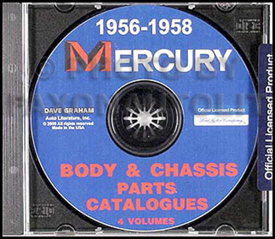 1956-1958 Mercury Body and Chassis Parts Book on CD-ROM