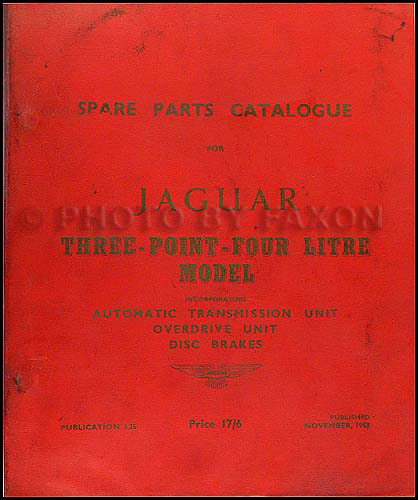 1956-1959 Jaguar 3.4 Litre Parts Book Original