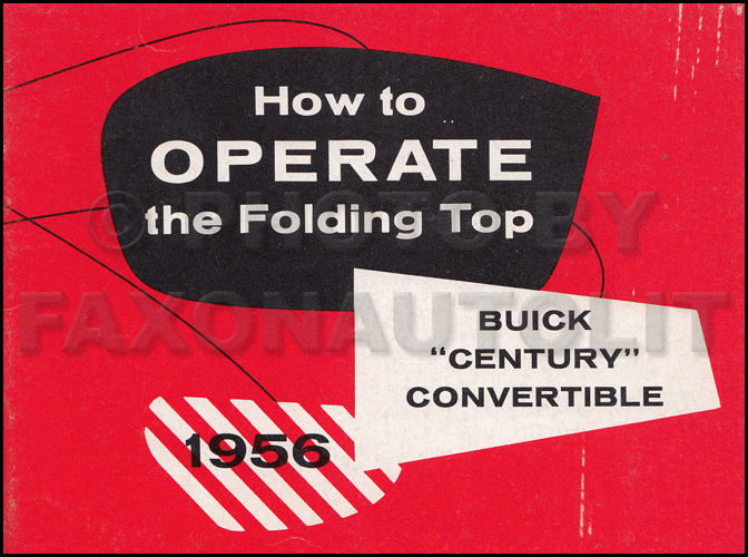 1956 Buick Century Convertible Top Owner's Manual Original