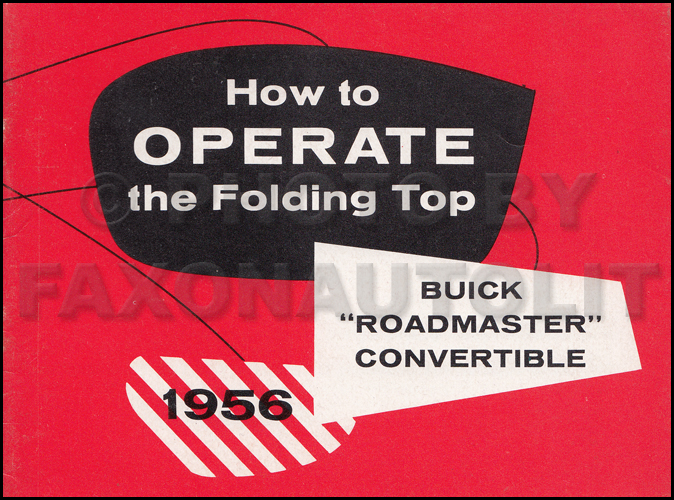 1956 Buick Roadmaster Convertible Top Owner's Manual Original