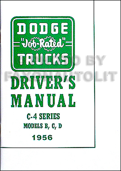 1956 Dodge Pickup Truck Owner's Manual Reprint