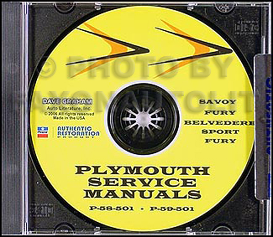 1957-1958-1959 Plymouth Repair Shop Manual CD Plaza, Savoy, Belvedere, Fury
