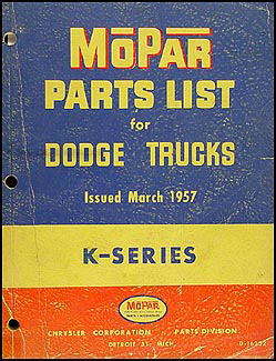 1957 Dodge Pickup and Truck Parts Book Original