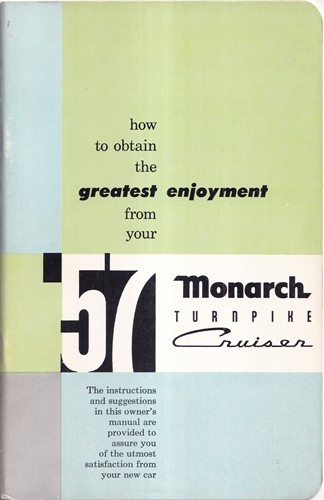1957 Monarch Turnpike Cruiser Original Owner's Manual Canadian