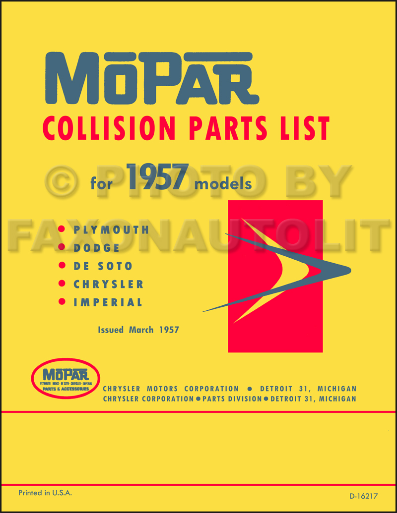 1957 MoPar Body Collision Parts Book Reprint