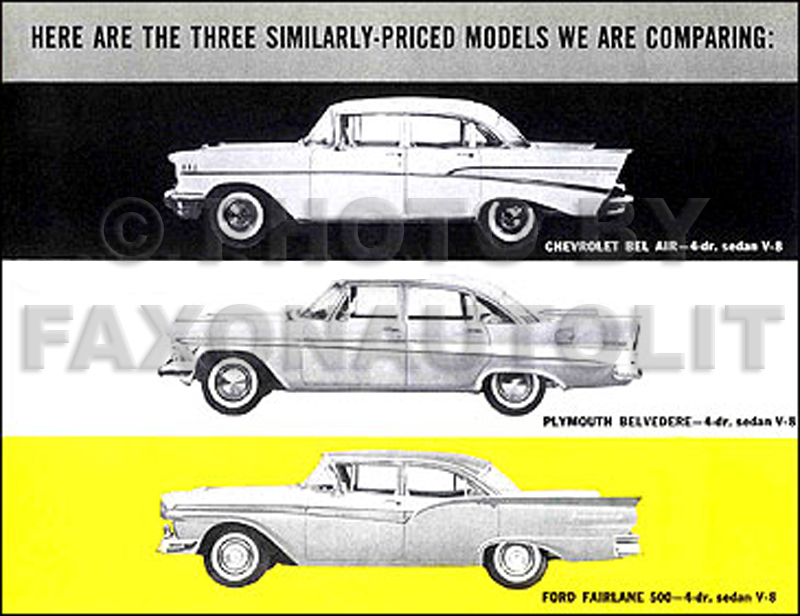 1957 Plymouth Belvedere vs Chevy Bel Air Ford Fairlane Sales
