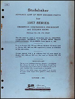 1957 Studebaker Car Preliminary Chassis Parts Book