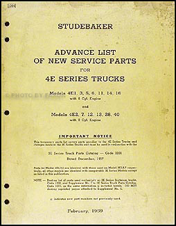 1959 Studebaker 4E Truck Preliminary Parts Book Original 