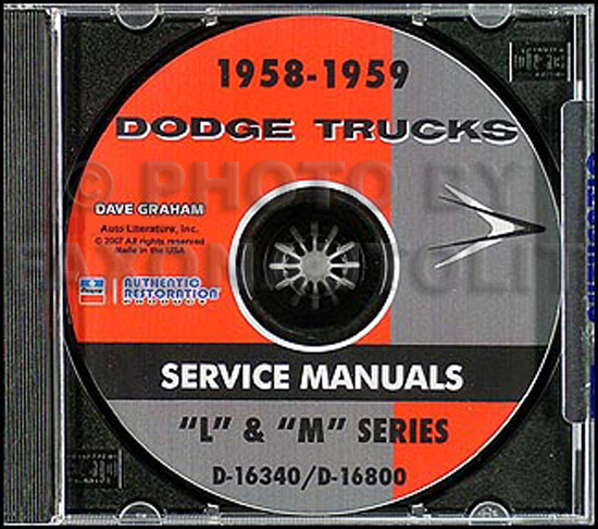 1958-1959 Dodge Truck CD-ROM Shop Manual for all trucks & pickup