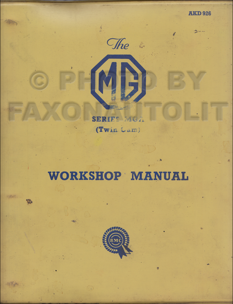 1958-1960 MGA Twin Cam Repair Manual Original