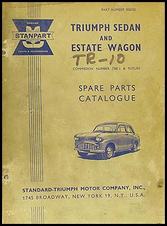1958-1959 Triumph TR 10 Parts Book Original