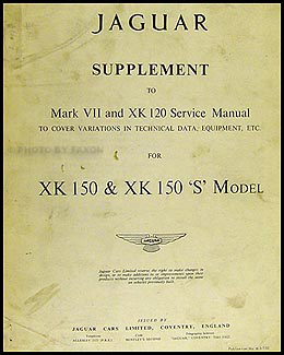 1958-1961 Jaguar XK 150 Repair Manual Reprint Supplement XK150