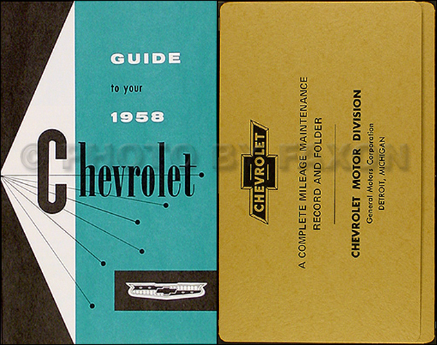 1958 Chevrolet Car Reprint Owner's Manual Package