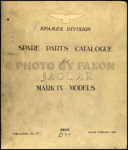 1959-1961 Jaguar Mark IX Parts Book Original