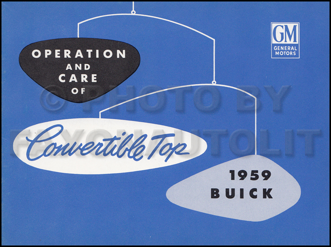 1959 Buick Convertible Top Owner's Manual Original