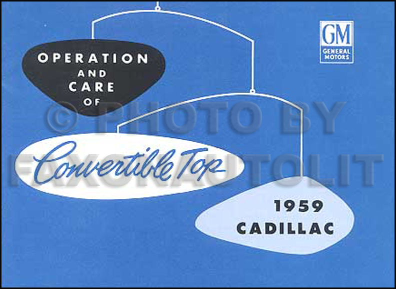 1959 Cadillac Series 62 Convertible Top Manual Reprint