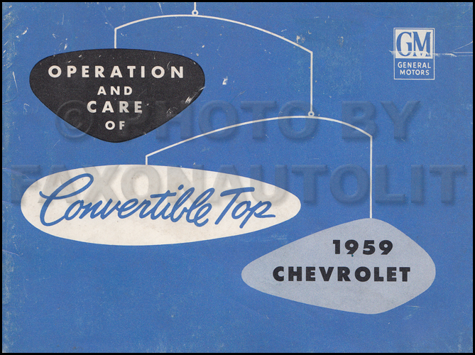 1959 Chevrolet Impala Convertible Top Owner's Manual Original