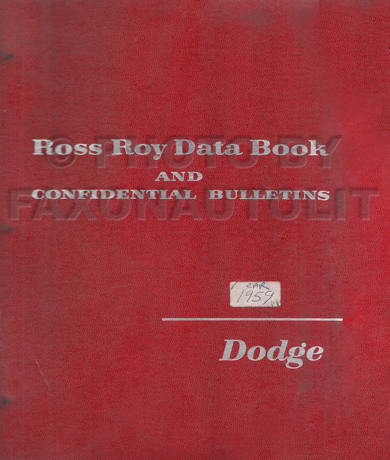 1959 Dodge Car Data Book Original