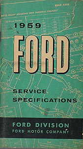1959 Ford Service Specifications Manual Original