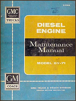 1959-1960 GMC 6V-71 Diesel Engine Repair Manual Original 