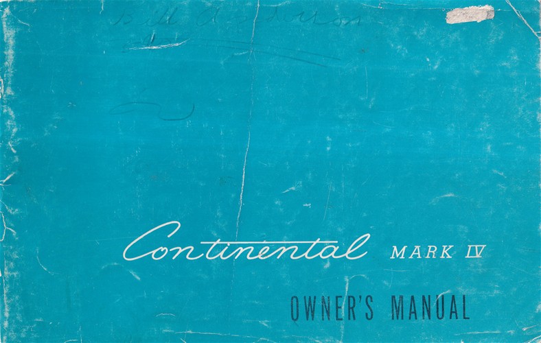 1959 Lincoln Continental Mark IV Owner's Manual Original