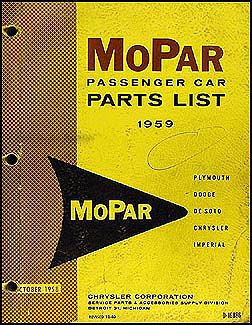 1959 MoPar Car Parts Book Original 