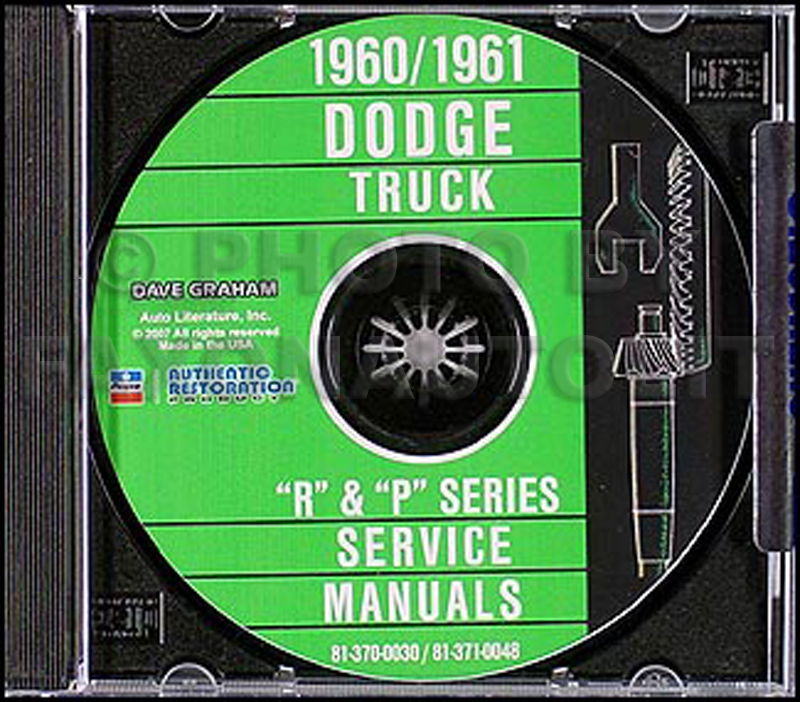 1960-1961 Dodge Truck CD-ROM Shop Manual for all trucks & pickup 60-61 