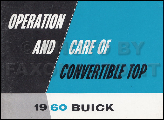 1960 Buick Convertible Top Owner's Manual Original