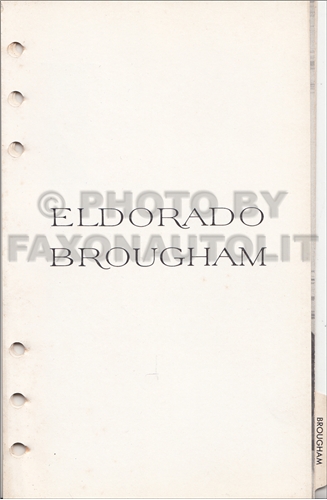 1960 Cadillac Eldorado Brougham Data Book Supplement