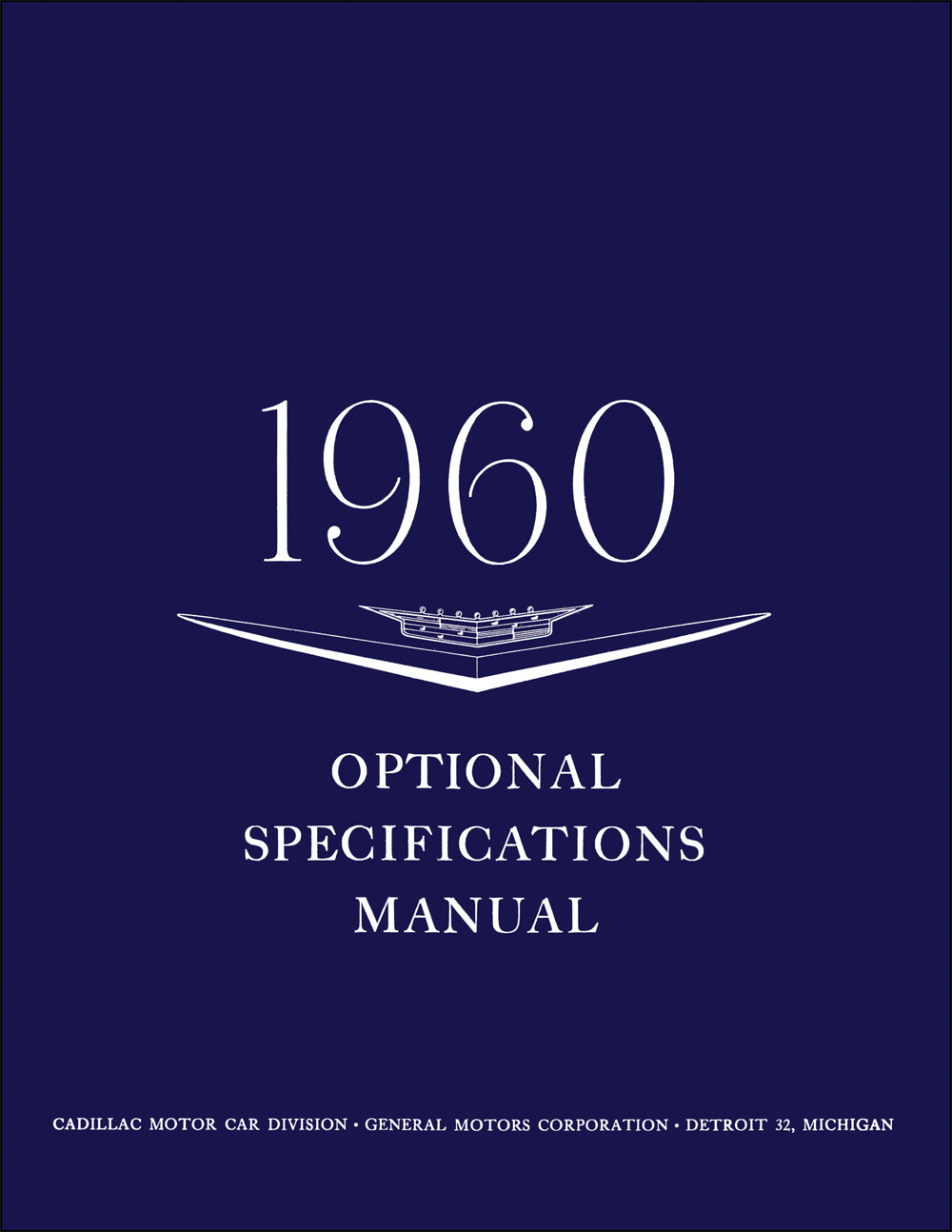 1960 Cadillac Optional Specifications Manual Reprint