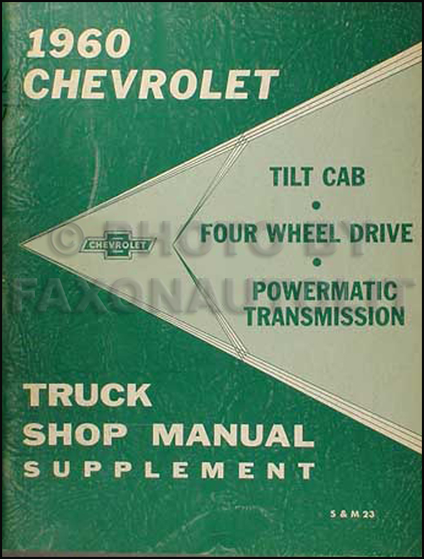 1960 Chevrolet 4WD Pickup & Truck Shop Manual Supplement Original