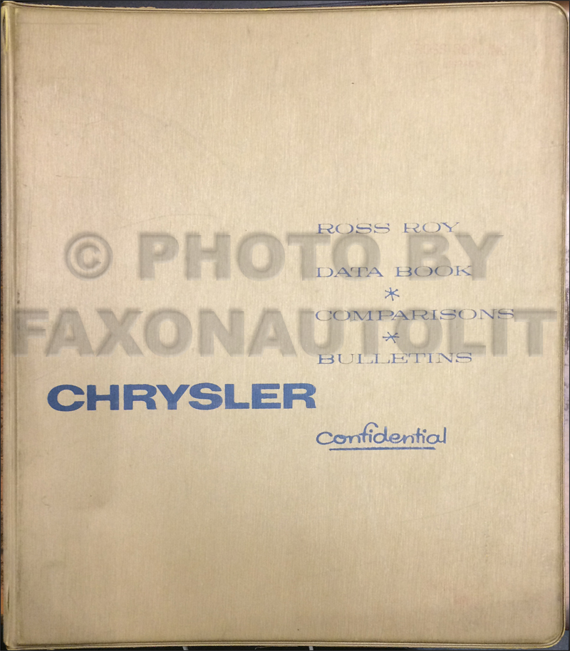 1960 Chrysler Data Book Original