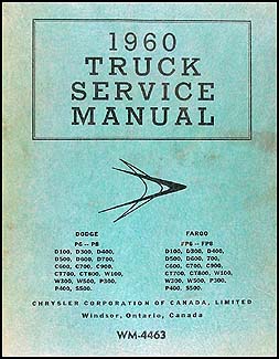 1960 Dodge Truck & Fargo CANADIAN Repair Manual Original 