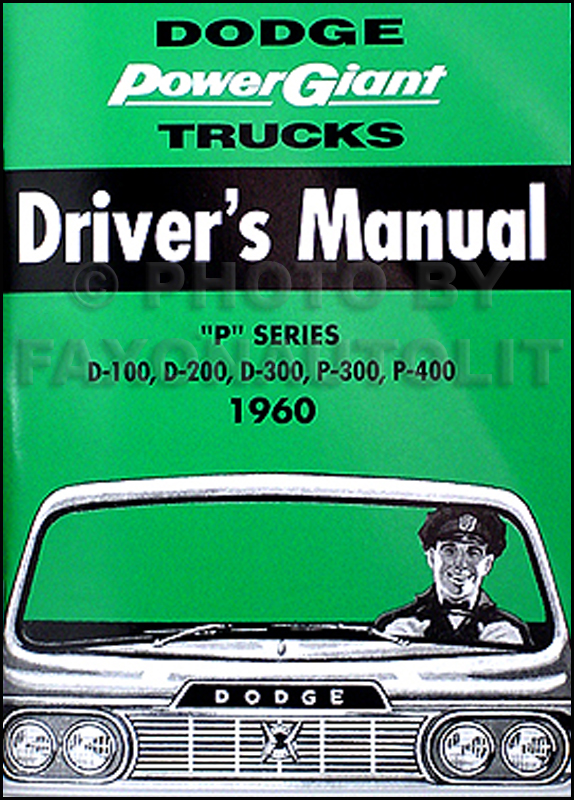 1960 Dodge Pickup Truck Owner's Manual Reprint