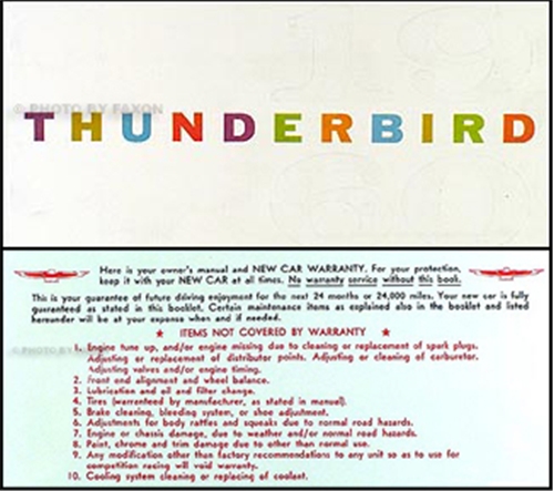 1960 Ford Thunderbird Owner's Manual Reprint