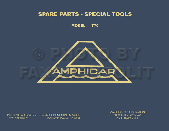 1961-1967 Amphicar Parts Book Catalog Reprint