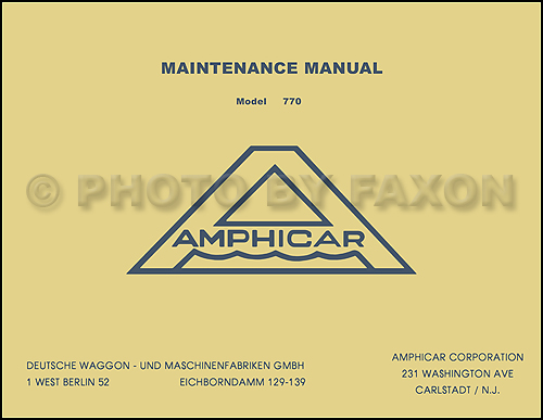 1961-1967 Amphicar Factory Shop Manual  Reprint 