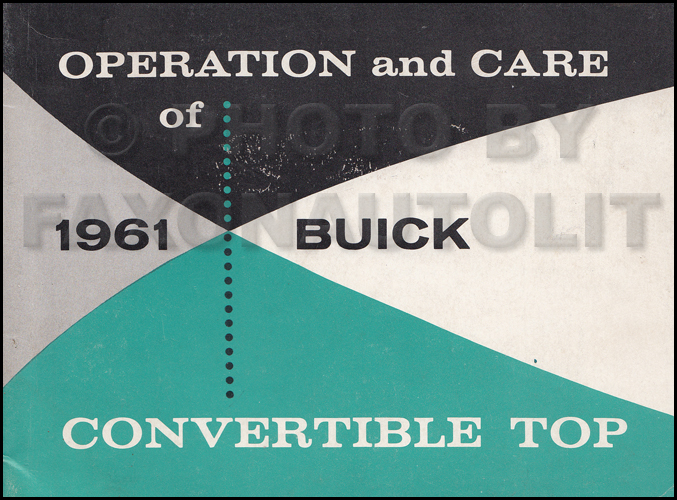 1961 Buick Convertible Top Owner's Manual Original