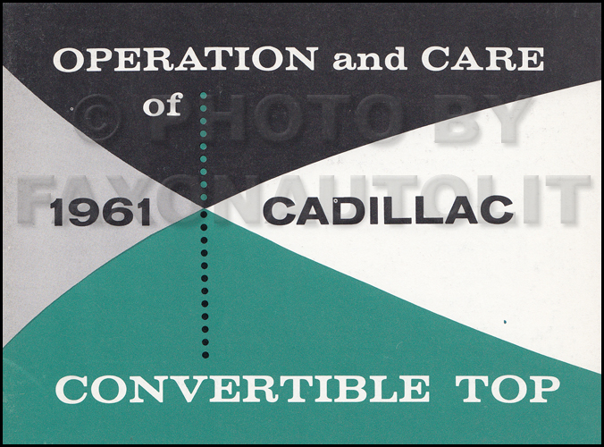 1961 Cadillac Convertible Top Owner's Manual Original