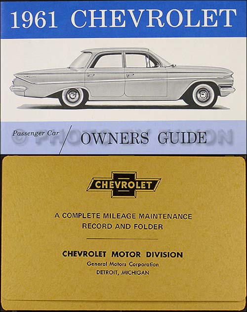 1961 Chevrolet Car Reprint Owner's Manual Package
