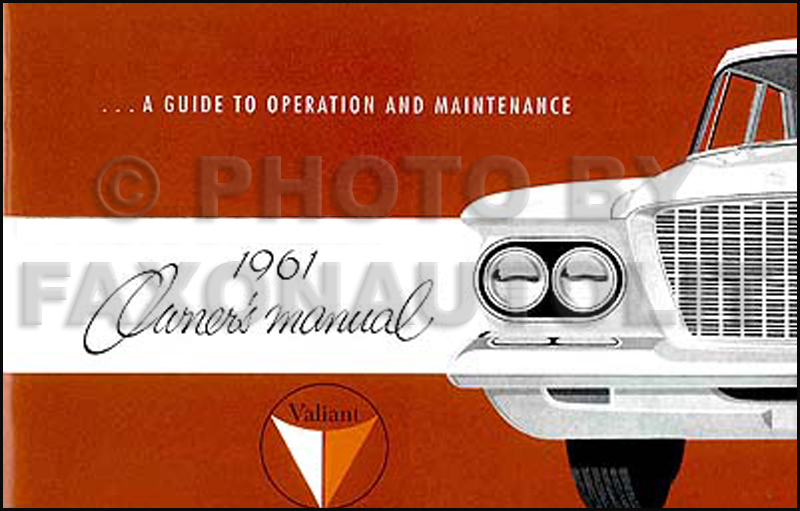 1961 Plymouth Valiant Reprint Owner's Manual