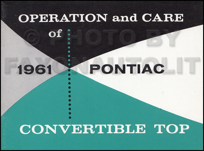 1961 Pontiac Convertible Top Owner's Manual Original