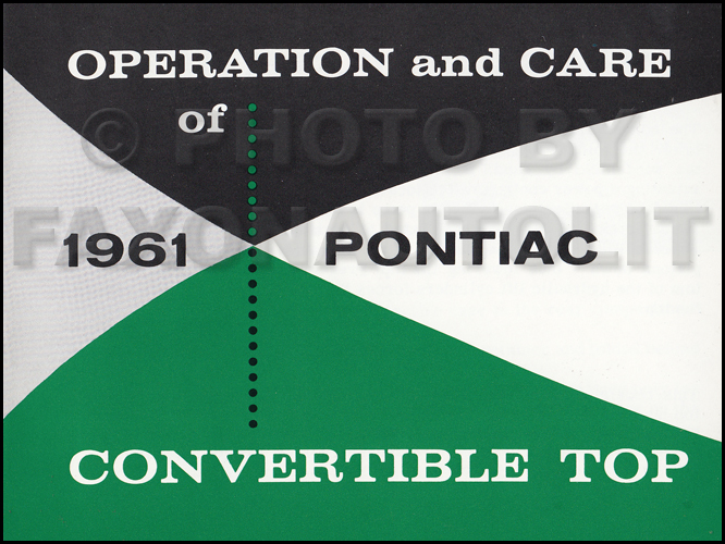 1961 Pontiac Convertible Top Owner's Manual Reprint