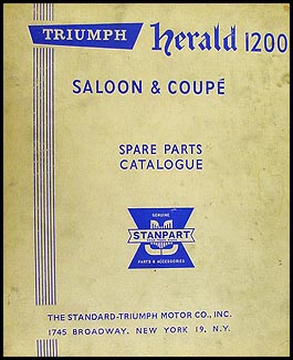 1962-1964 Triumph Herald 1200 Parts Book Original