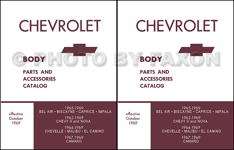1962-1969 Chevrolet Car Illustrated Body Parts Book Reprint