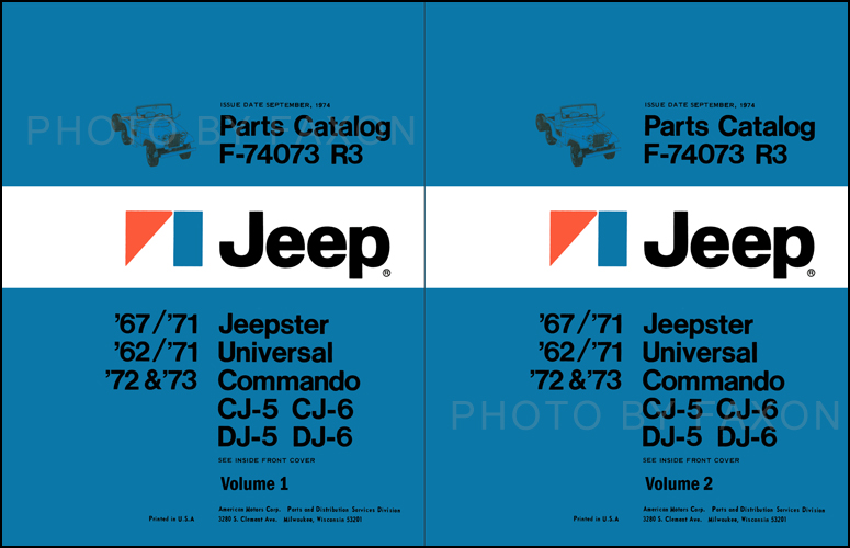 1962-1973 Jeep CJ, DJ, and Jeepster Parts Book Reprint